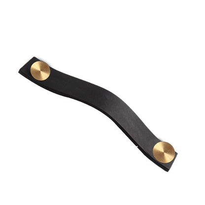 ROCO Leather Cupboard Handle Black & Brass 128mm - Premium Hardware from ROCO - Just R 70! Shop now at Securadeal