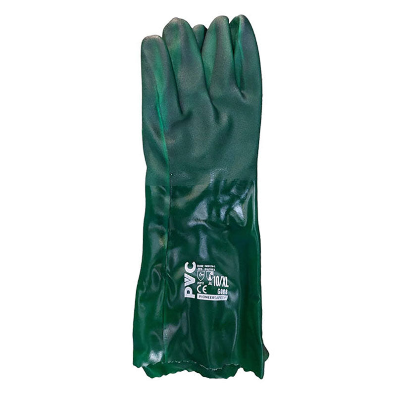 PIONEER SAFETY Gloves PVC Coat Green Textured Heavy Duty Open Cuff 40cm - Premium Gloves from Pioneer - Just R 62! Shop now at Securadeal