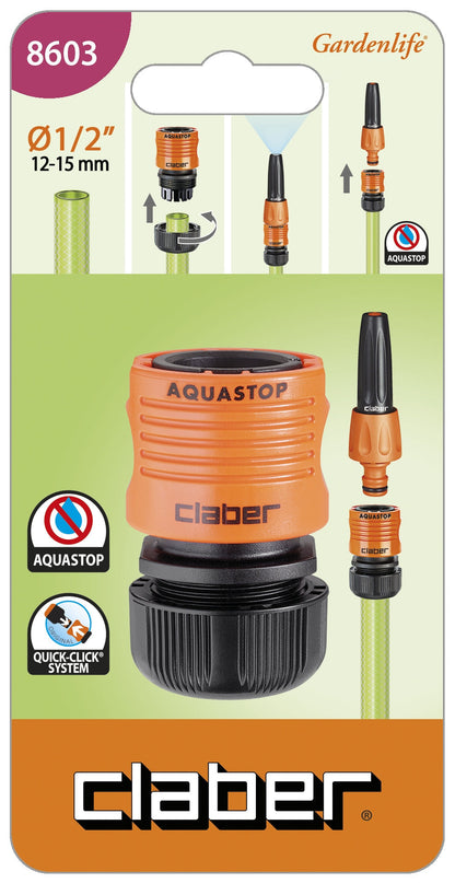 CLABER 1/2" Garden Hose Pipe Click Connector With Aquastop - Premium gardening from CLABER - Just R 40.14! Shop now at Securadeal