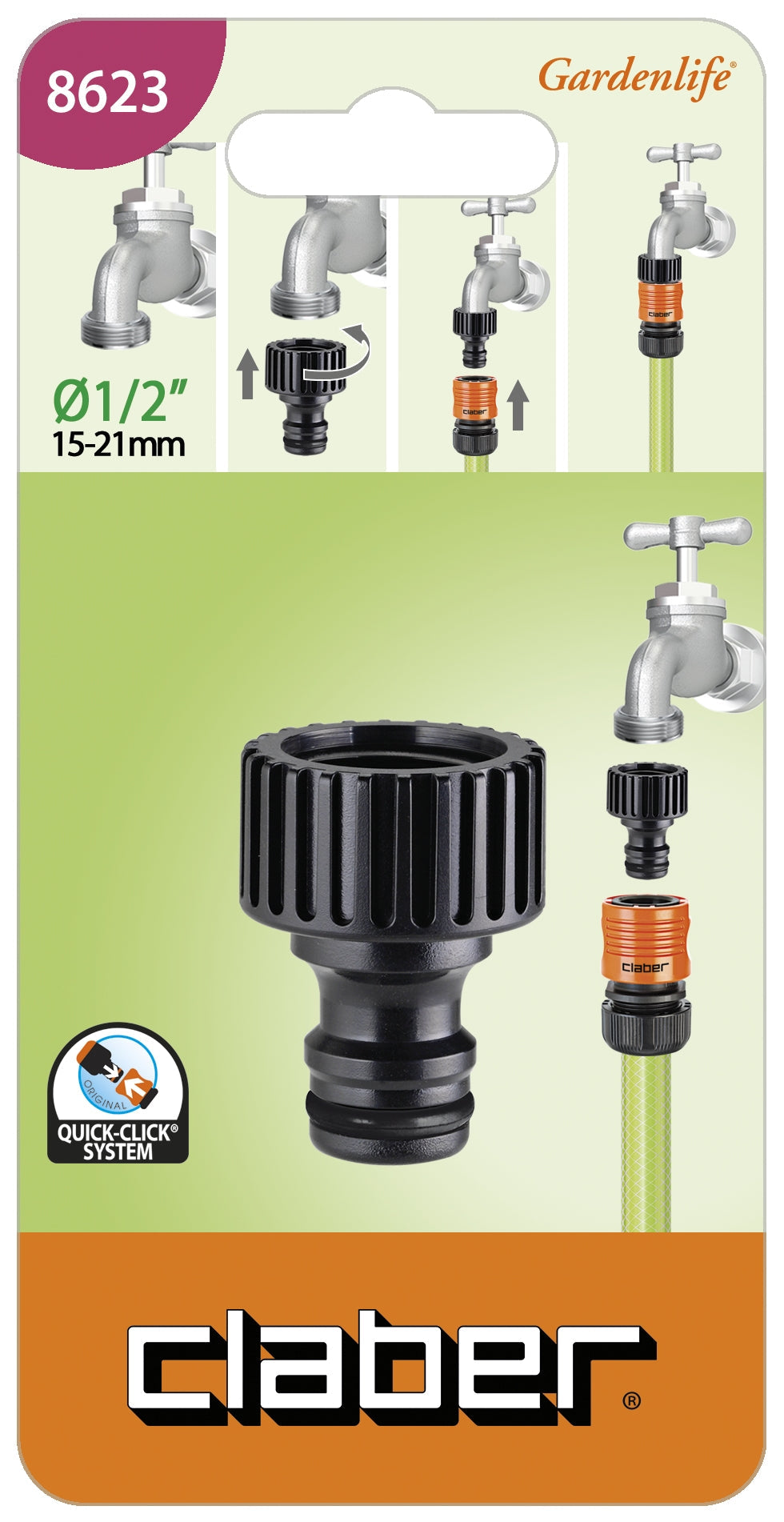 CLABER 1/2" Garden Tap To Quick Click Connector - Premium gardening from CLABER - Just R 36.78! Shop now at Securadeal