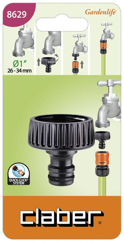 CLABER 1" Tap To Quick Click Connector (Carded) - Premium gardening from CLABER - Just R 161.84! Shop now at Securadeal