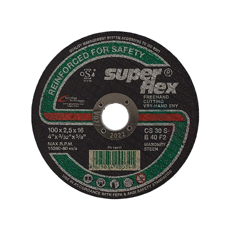 SUPERFLEX Abrasive Disc Cutting Stone 100mm x 2.5mm x 16mm - Premium Disc Cutting from Superflex - Just R 35! Shop now at Securadeal