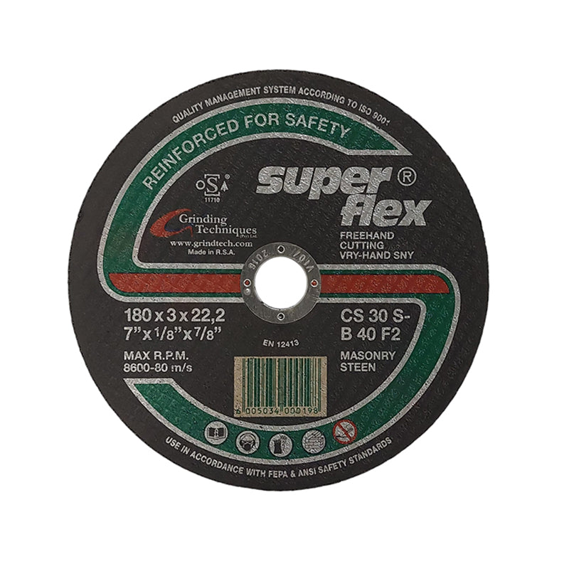 SUPERFLEX Abrasive Disc Cutting Stone  180mm x 3mm x 22.2mm - Premium Disc Cutting from Superflex - Just R 35! Shop now at Securadeal