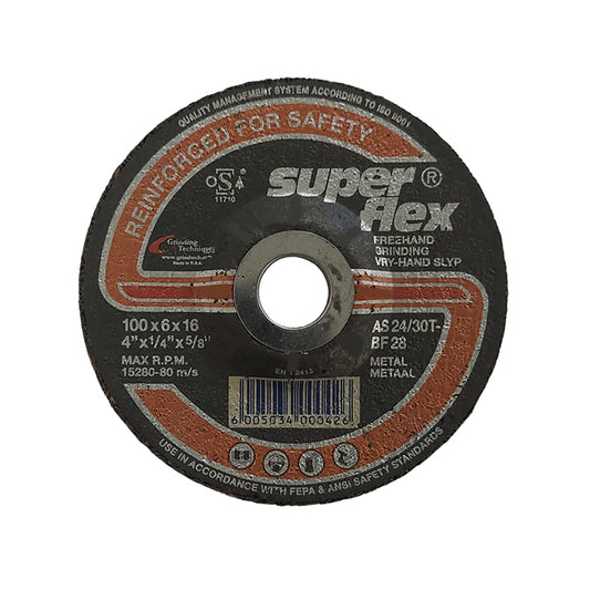 SUPERFLEX Abrasive Disc Grinding Steel 100mm x 6mm x 16mm - Premium Disc Cutting from Superflex - Just R 40! Shop now at Securadeal