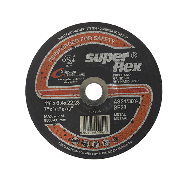 SUPERFLEX Abrasive Disc Grinding Steel 115mm x 6.4mm x 22.2mm - Premium Disc Cutting from Superflex - Just R 55! Shop now at Securadeal