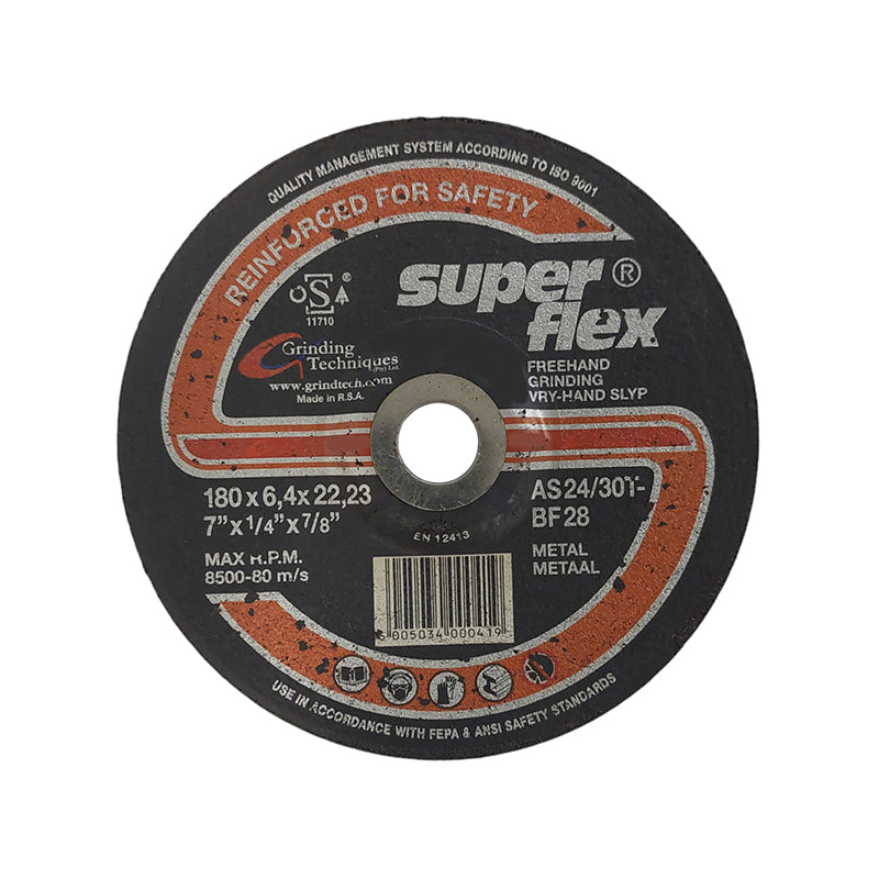 SUPERFLEX Abrasive Disc Grinding Steel 180mm x 6.4mm x 22.2mm - Premium Disc Cutting from Superflex - Just R 60! Shop now at Securadeal