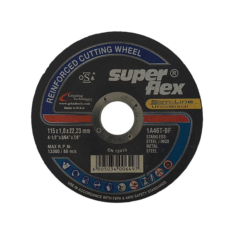 SUPERFLEX Abrasive Disc Cutting Steel Slimline 115mm x 1.0mm x 22.2mm - Premium Disc Cutting from Superflex - Just R 30! Shop now at Securadeal