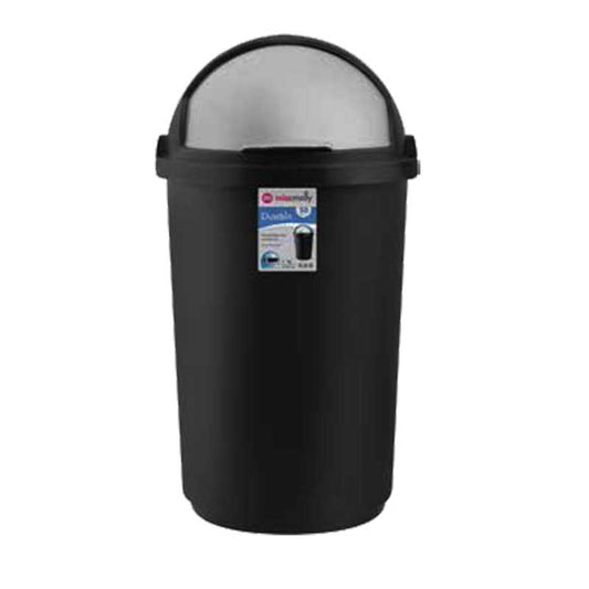 MISS MOLLY Refuse Bin Flip Top Silver & Black 50 LItre - Premium storage from Miss Molly - Just R 175! Shop now at Securadeal