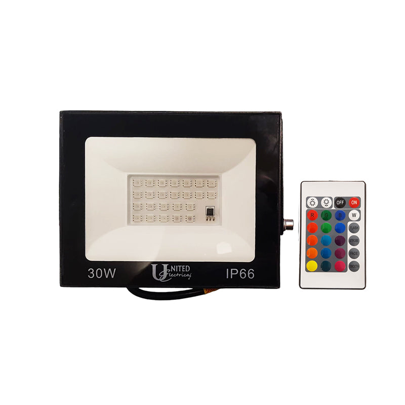 UNITED ELECTRICAL Floodlight Led 30W Colour Changing with Remote IP66 - Premium flood light from United Electrical - Just R 282! Shop now at Securadeal