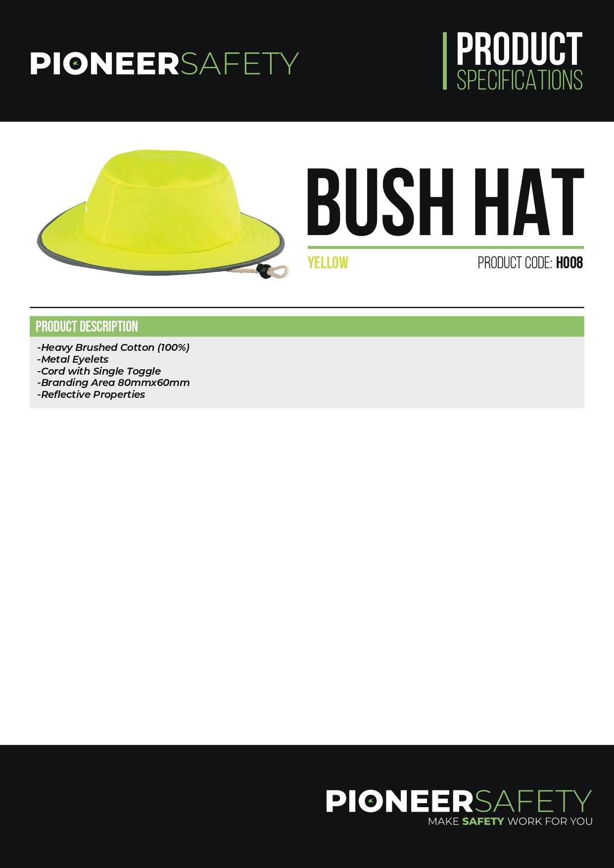 PIONEER SAFETY Bush Hat High Visibility With Silver Reflective Tape - Premium clothing from Pioneer Safety - Just R 77.47! Shop now at Securadeal
