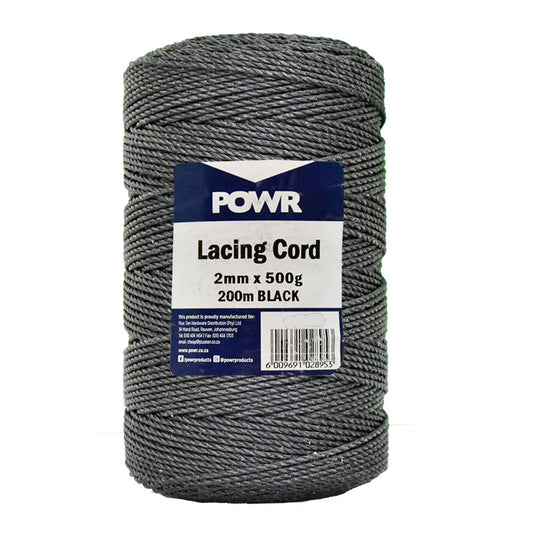 POWR Lacing Cord Black 2mm x 500g - Premium Hardware from POWR - Just R 108! Shop now at Securadeal