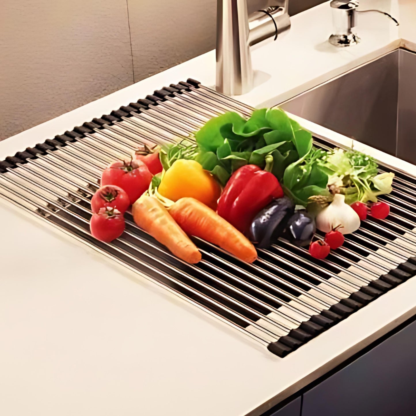 ROCO Roll Up Dish Drying Mat/Colander Stainless Steel 470mm x 460mm - Premium Hardware from ROCO - Just R 259! Shop now at Securadeal