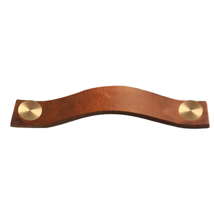 ROCO Leather Cupboard Handle Tan & Brass 128mm - Premium Hardware from ROCO - Just R 70! Shop now at Securadeal