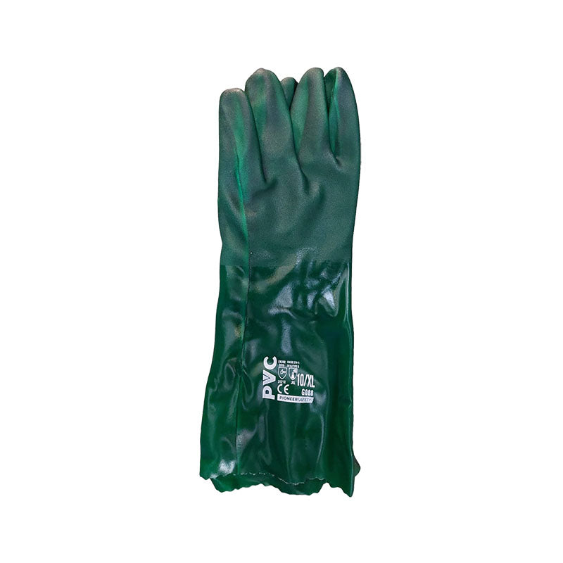 PIONEER SAFETY Gloves PVC Coat Green Textured Heavy Duty Open Cuff 40cm - Premium Gloves from Pioneer - Just R 62! Shop now at Securadeal