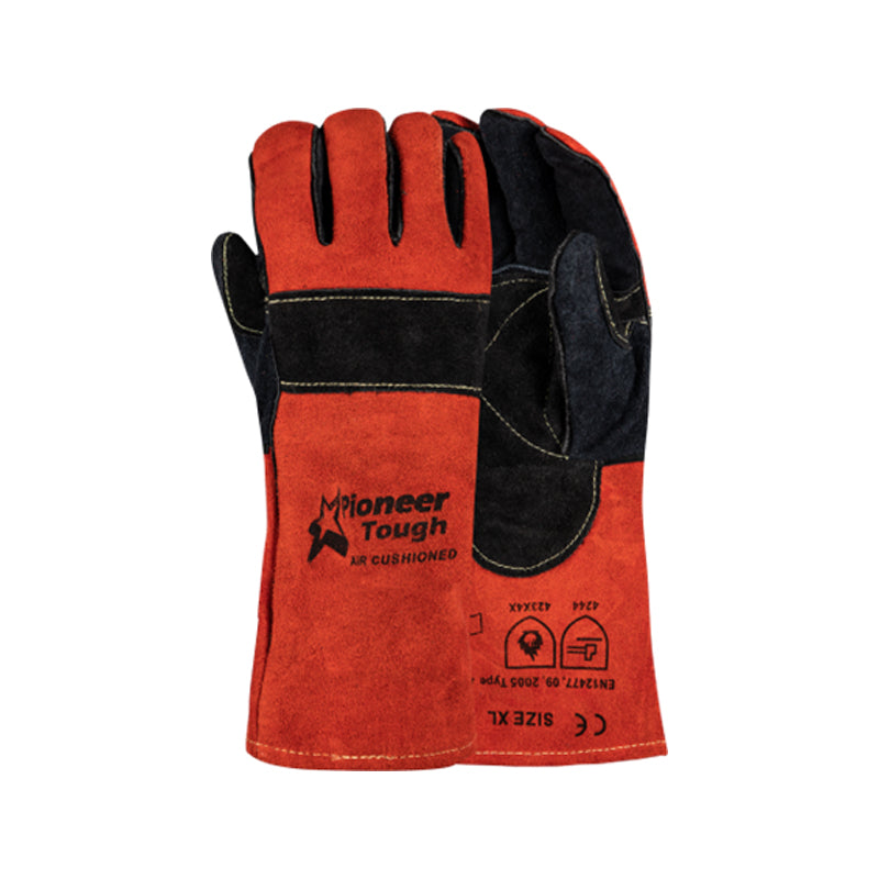 PIONEER SAFETY Gloves Heat Resistant Leather Air Cushioned Black/Red (Braai) 35cm G098 - Premium Gloves from Pioneer Safety - Just R 308! Shop now at Securadeal