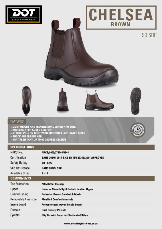 DOT Chelsea Safety Men's Boot Brown - Premium Apparel & Accessories from DOT Footwear - Just R 695! Shop now at Securadeal