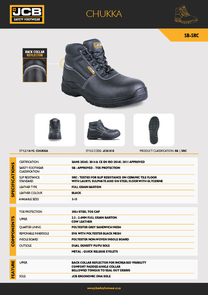 JCB Chukka Safety Boot Steel Toe Men's Boot - Premium Safety Boots from JCB Footwear - Just R 642! Shop now at Securadeal