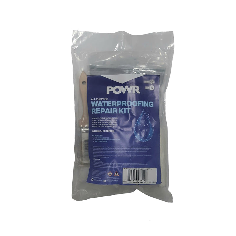 POWR RUBBER SEAL Waterproofing Kit All Purpose Light Grey 1 Litre - Premium Hardware Glue & Adhesives from POWR - Just R 102! Shop now at Securadeal