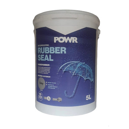 POWR Rubber Seal Waterproofing Coating Light Grey 5 Litre - Premium Hardware Glue & Adhesives from POWR - Just R 371! Shop now at Securadeal