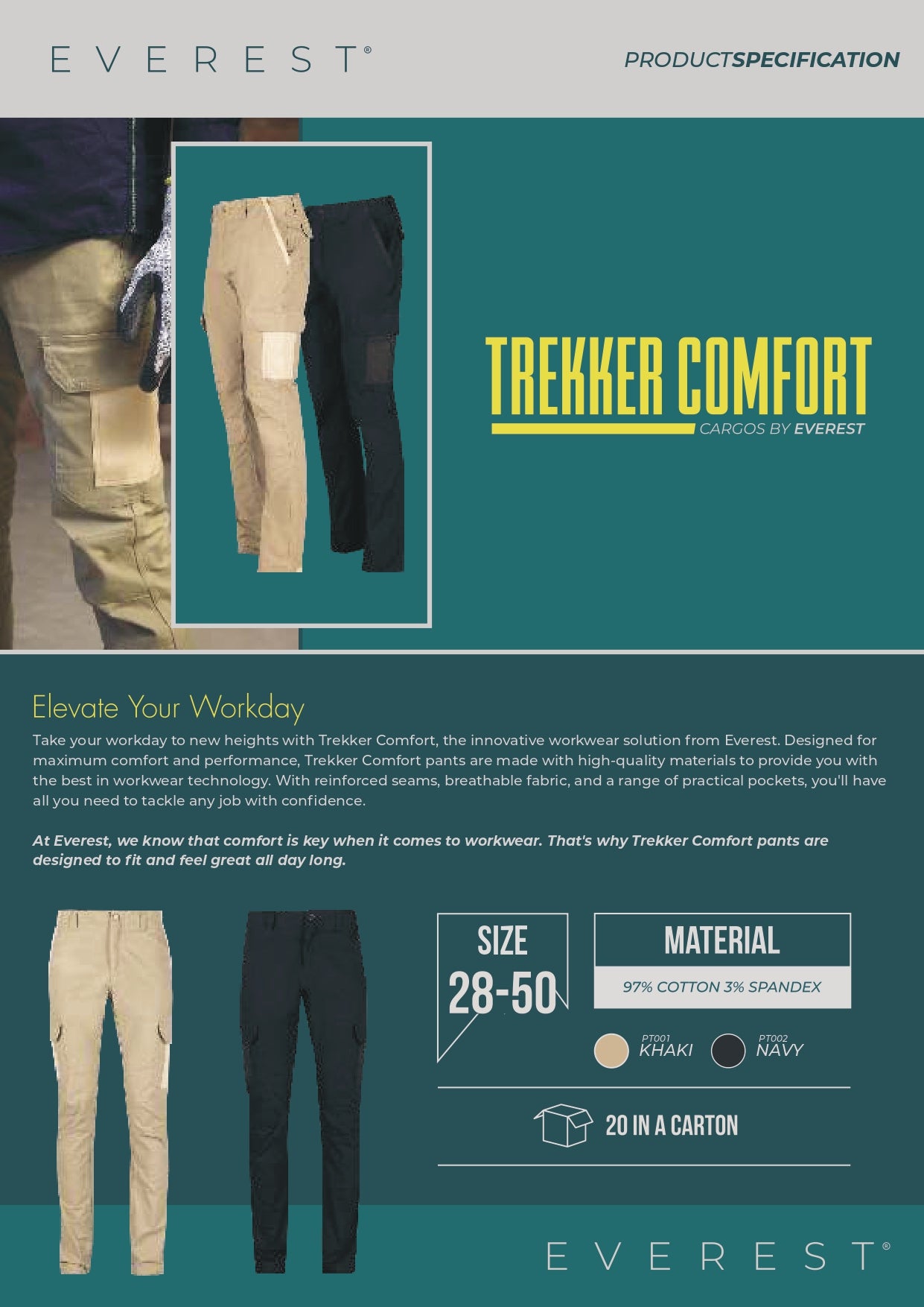 EVEREST Cargo Pants Trekker Comfort Navy