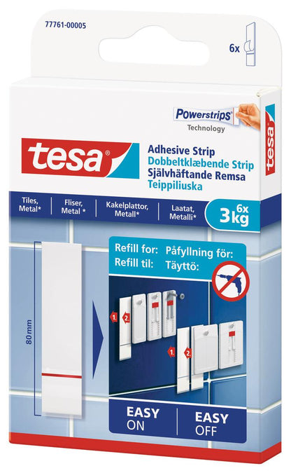 TESA Powerstrips Tiles and Metal 3kg 6 Adhesive Strips