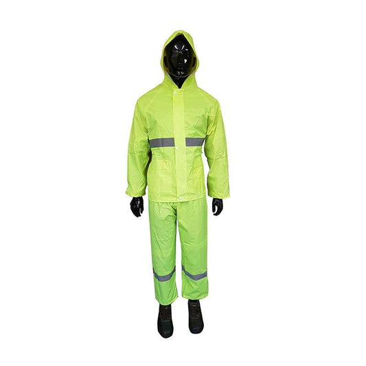 Rubberized High-Visual Reflective Tape Lime Rain Suit 2 Piece Large - Premium Rain Coat from Pioneer Safety - Just R 174! Shop now at Securadeal