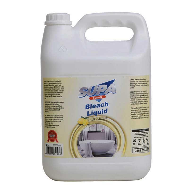 SUPA CLEAN Bleach With Lemon 5 Litre - Premium Cleaning Products from Gravitate - Just R 89! Shop now at Securadeal