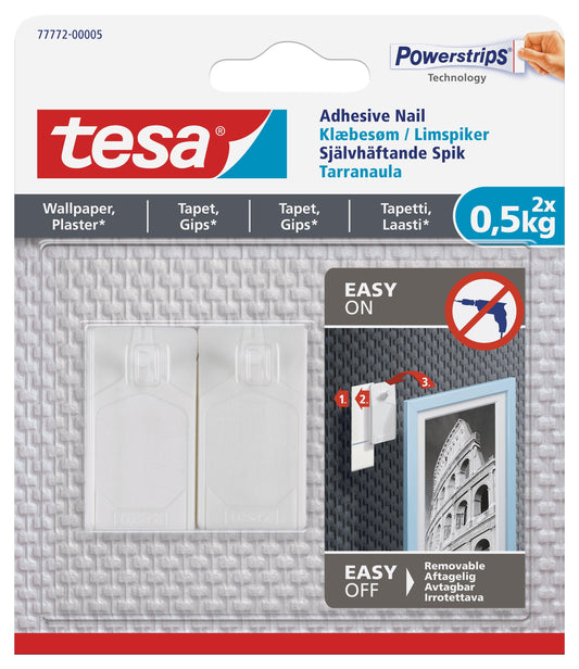 TESA Adhesive Nail 2x 0.5kg - Sensitive Surfaces - Wallpaper and Plaster - Premium Hardware from TESA - Just R 98! Shop now at Securadeal