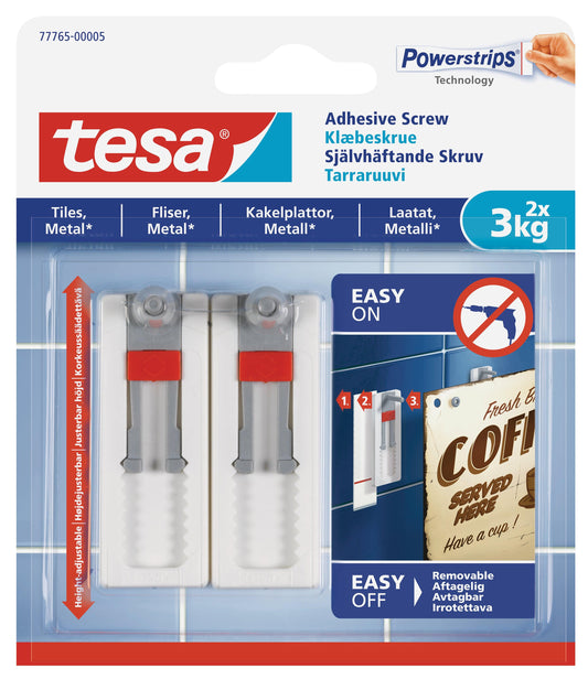 TESA Adhesive Screw Adjustable 2x3kg - Smooth and Solid Indoor Surfaces - Premium Hardware from TESA - Just R 135! Shop now at Securadeal