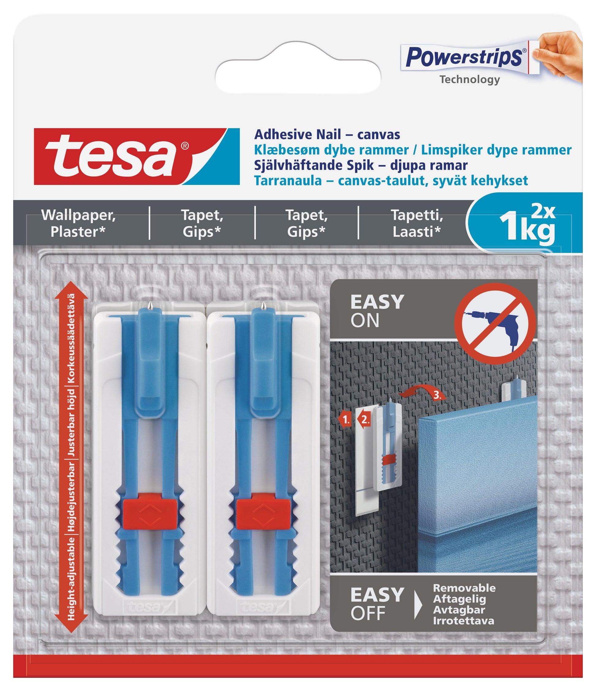 TESA Adjustable Adhesive Nail Set For Canvas and Sensitive Surfaces - 2x1kg(per Nail) - Premium Hardware from TESA - Just R 132! Shop now at Securadeal